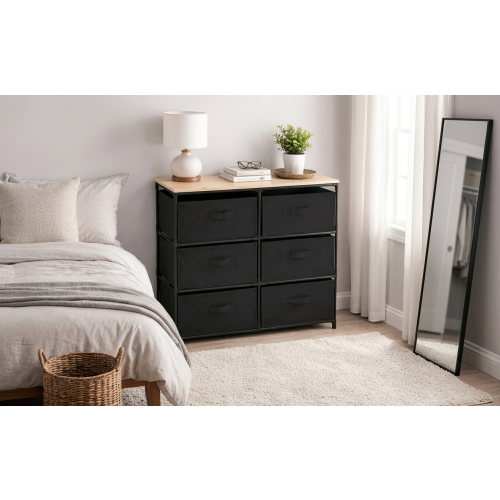 6 Drawer Fabric Chest of Drawers MDF Storage Unit 2