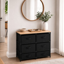 6 Drawer Fabric Chest of Drawers MDF Storage Unit