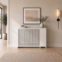 HEATSYNC® Radiator Cover White Vertical MDF Storage Cabinet Medium (W: 141.5cm / H: 81.5cm / D: 19cm)