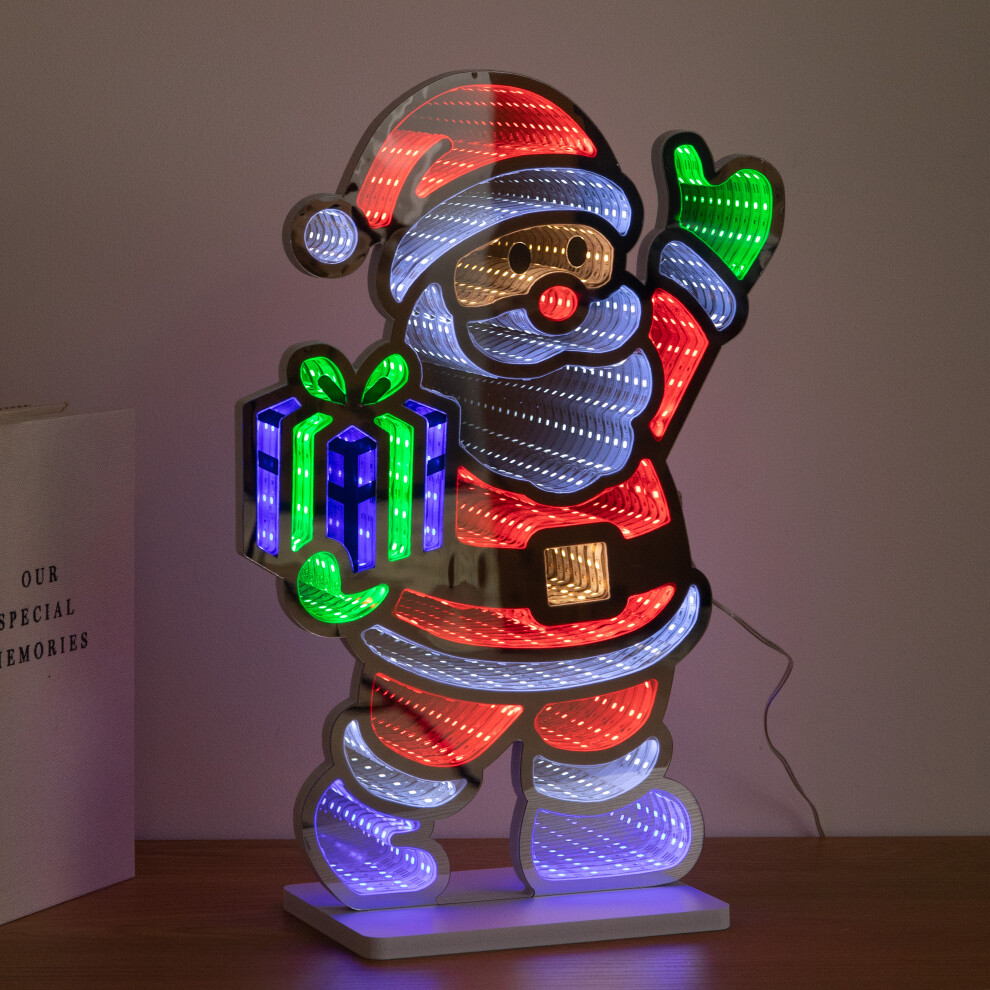 Samuel Alexander 40Cm Santa Infinity Mirror Light Christmas Decoration - Multi-Coloured - Image 3