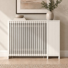 HEATSYNC® Radiator Cover White Vertical MDF Storage Cabinet Small (W: 108cm / H: 81.5cm / D: 19cm)