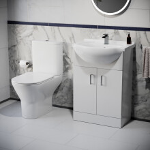 Dyon 550mm Floorstanding Basin Vanity Unit & Close Coupled Toilet White