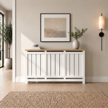 HEATSYNC® Radiator Cover White Vertical MDF Cabinet Large (W: 150cm / H: 81.5cm / D: 19cm)