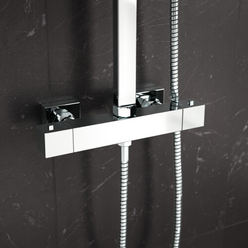 NES Home Modern Square Exposed Thermostatic Mixer Shower Set Shower Head and Handheld 2