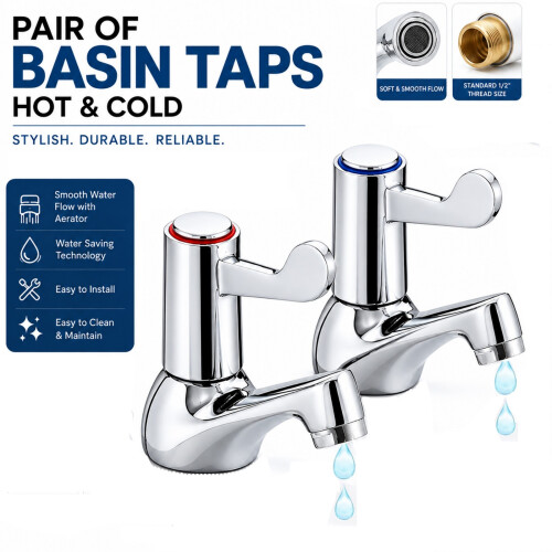 Bathroom Basin Tap Chrome Lever Hot & Cold Water