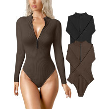 Combinaison Body Femme Une-pièce Rayée Noire Brun 2 pièces S