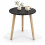 (Black) 40cm Round Side Table 50cm Tall 3 Wooden Legs 1
