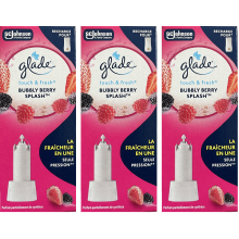 3 X Glade Touch & Fresh Air freshner Refill 10ml - Bubbly Berry Splash