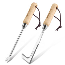 WORKPRO 2-Piece Weed Remover Tools with Wooden Handle