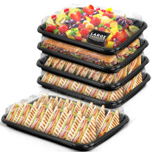 Coselena 10 Pack Sandwich Platter Trays with Lids, Washable, for Catering & Food Storage.