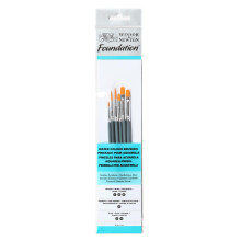 Winsor & Newton Foundation Water Colour Short Handle 6 Pack Brush, Wood, Multicoloured, 7 x 1 x 4.3 cm