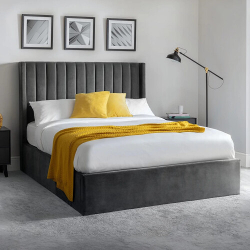 Langham Ottoman Storage 150cm King Bed - Grey