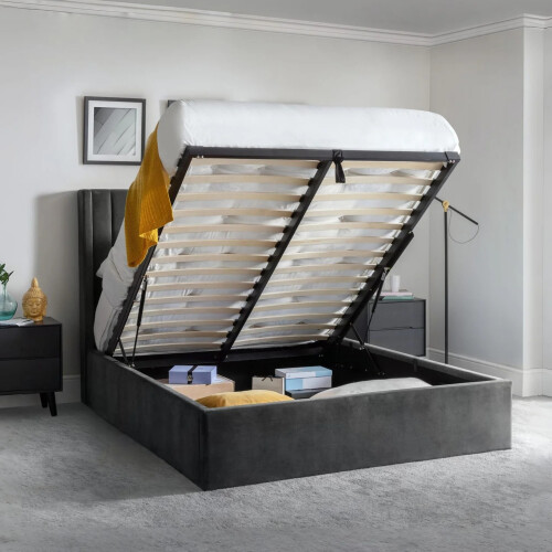 Langham Ottoman Storage 150cm King Bed - Grey 2