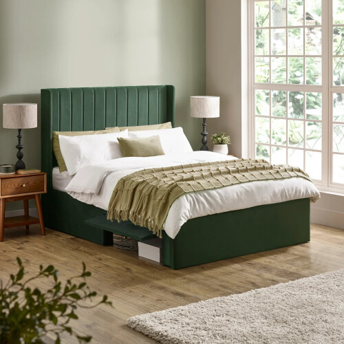 Leila Bottle Green 150cm Kingsize Bed 1