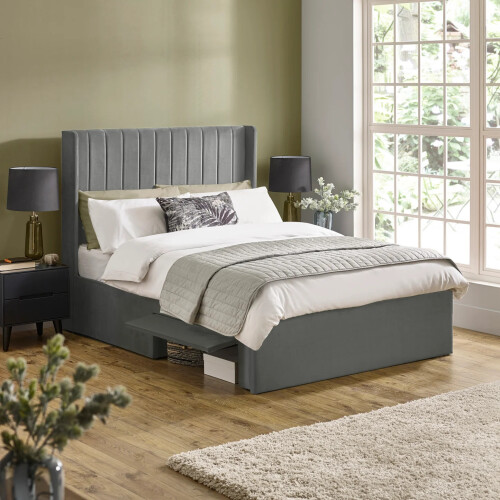 Leila Steel Grey150cm Kingsize Bed