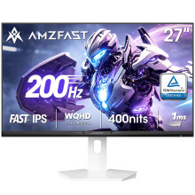 Amzfast Gaming Monitor 27 Inch 200Hz, QHD 2560x1440p Monitor, Fast IPS, 1ms MPRT, Adaptive Sync, 400cd/m², 130% sRGB, 95% DCI-P3, ΔE2, HDMI2.0&DP