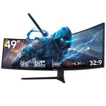 Gawfolk 49 Inch Dual QHD Curved Gaming Monitor – 120Hz, 5120x1440 Super Ultra-Wide, 1500R, Height Adjustable Stand, RGB Backlight, 2x DP 1.4, 2x