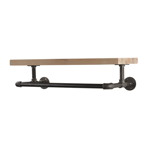 Living And Home Wall Mounted Storage Shelf with Metal Pipe Towel Rack 1