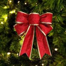 10Pcs Christmas Bows Ribbon Bowknot Christmas Tree Ornaments