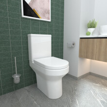 AICA Bathroom Rimless Close Coupled Modern Toilet Soft Close Seat Round WC