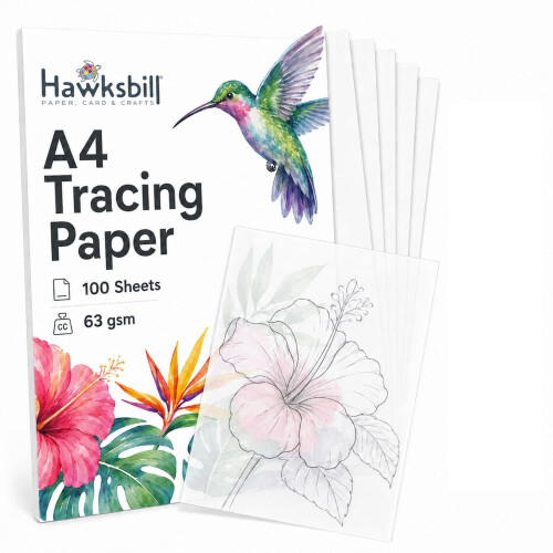 Hawksbill A4 Tracing Paper 100 Pack 63GSM Transparent Paper