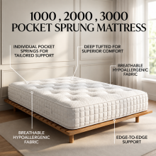 (6ft Super King) Luxury Orthopaedic 3000 Pocket Spring Mattress Quilted Cover Premium Support & Comfort