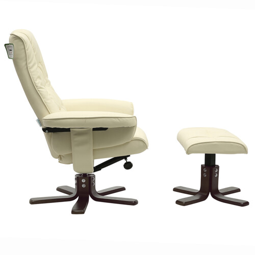Living And Home Upholstered Swivel Recliner Chair with Ottoman 1