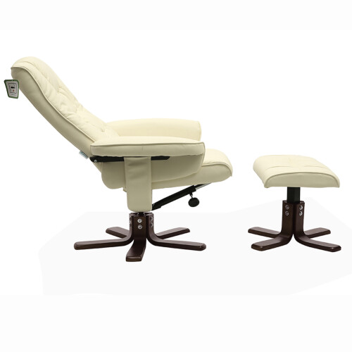 Living And Home Upholstered Swivel Recliner Chair with Ottoman 2