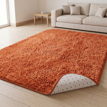(200cm x 290cm (6ft 7" x 9ft 6"), Rust/Orange Shaggy Rugs) Fluffy Rug Non-Slip Shaggy Rugs Living Room Carpet