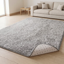 (200cm x 290cm (6ft 7" x 9ft 6"), Grey Shaggy Rugs) Fluffy Rug Non-Slip Shaggy Rugs Living Room Carpet