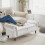 (White) TLGREEN Ottoman Storage Padded Bench 9