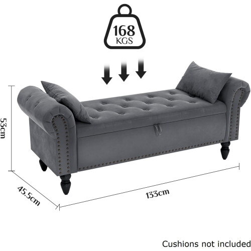 (Dark grey) TLGREEN Ottoman Storage Padded Bench 1