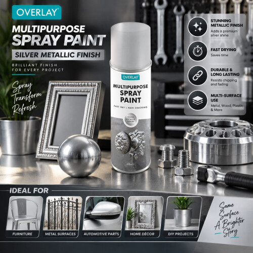 Overlay Silver Metallic Spray Paint 400ml 1