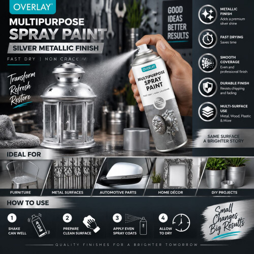 Overlay Silver Metallic Spray Paint 400ml 2