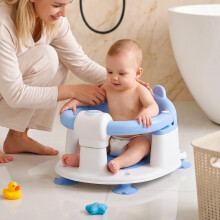Non-Slip Baby Bath Seat with Suction Cups & Soft Cushion, Blue