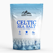 Mystic Nature Celtic Sea Salt Coarse 500g – 100% Natural Unrefined Grey Sea Salt, Hand Harvested in France, Mineral Sea Salt, Coarse Crystals, No Ad