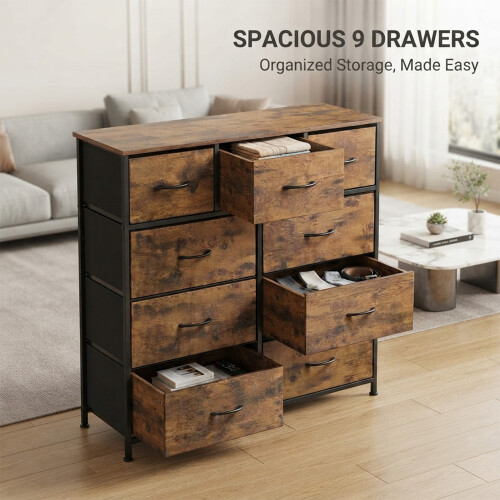 Alivio Brown 9 Drawer Storage Cabinet 1
