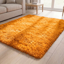 (200cm x 290cm OR 6ft 7" x 9ft 6"- Large Area Rug, Ochre/ Yellow- Area Rug) Large Fluffy Shaggy Rugs Non-Slip Living Room Rug