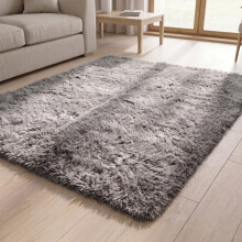 (200cm x 290cm OR 6ft 7" x 9ft 6"- Large Area Rug, Grey- Area Rug) Large Fluffy Shaggy Rugs Non-Slip Living Room Rug