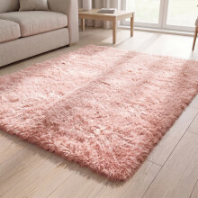 (200cm x 290cm OR 6ft 7" x 9ft 6"- Large Area Rug, Pink- Area Rug) Large Fluffy Shaggy Rugs Non-Slip Living Room Rug