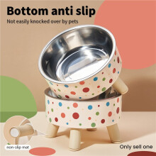 2X Cartoon Elevated Cat Bowl - Stainless Steel,Neck Protection&Anti-Choking Non-Slip Easy Clean Stylish Pet