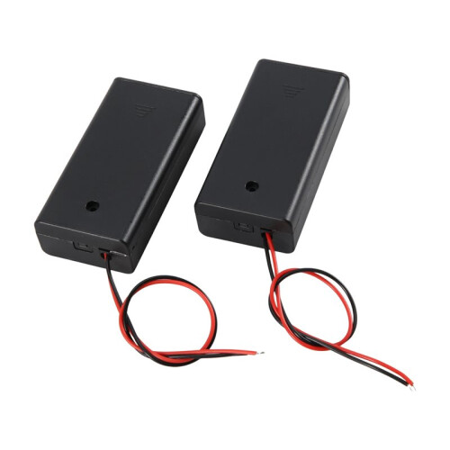 2 X AA 3V Battery Holder Case Box Slot Wired /OFF  W Cover
