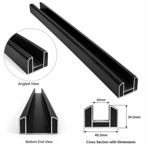 (Extra Post and Plate Insert (B1)) Grey Composite Fence System Strong Boards and Aluminum Components 2