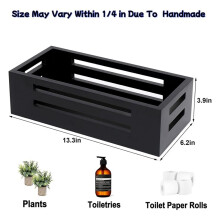 2X Schwarze Dekorbox für Badezimmer, Toilettenspülkasten, Korbaufsatz, Badezimmerkörbe Aus Holz, Aufbewahrungskorb für die Rückseite der Toilette
