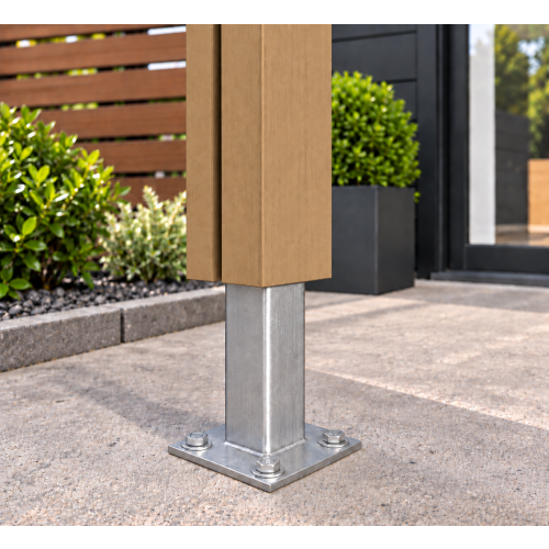 (Extra Post and Plate Insert (B1)) Brown Composite Fence System Strong Boards and Aluminum Components