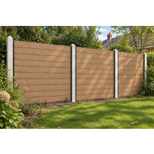 (Fence 10 Boards With U Channel (A)) Brown Composite Fence System Strong Boards and Aluminum Components