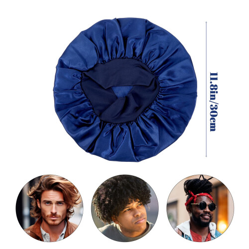 ValueBargain 3Pcs Silk Bonnet Men, Bonnets for Men Double Layer Satin 1