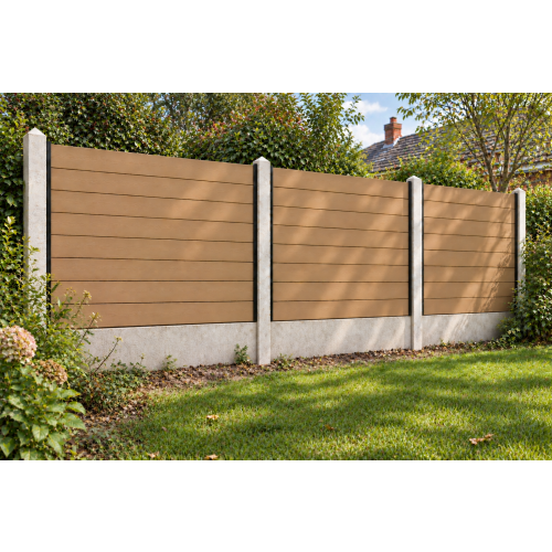 (Extra Post and Plate Insert (B1)) Brown Composite Fence System Strong Boards and Aluminum Components 1