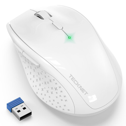 TeckNet TECKNET Wireless Mouse for Laptop, 4800 DPI Optical Computer Mice, White