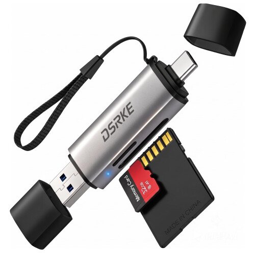 DSRKE SD Card Reader, Micro SD & Memory Card Reader, USB C 3.0 Dual Slot